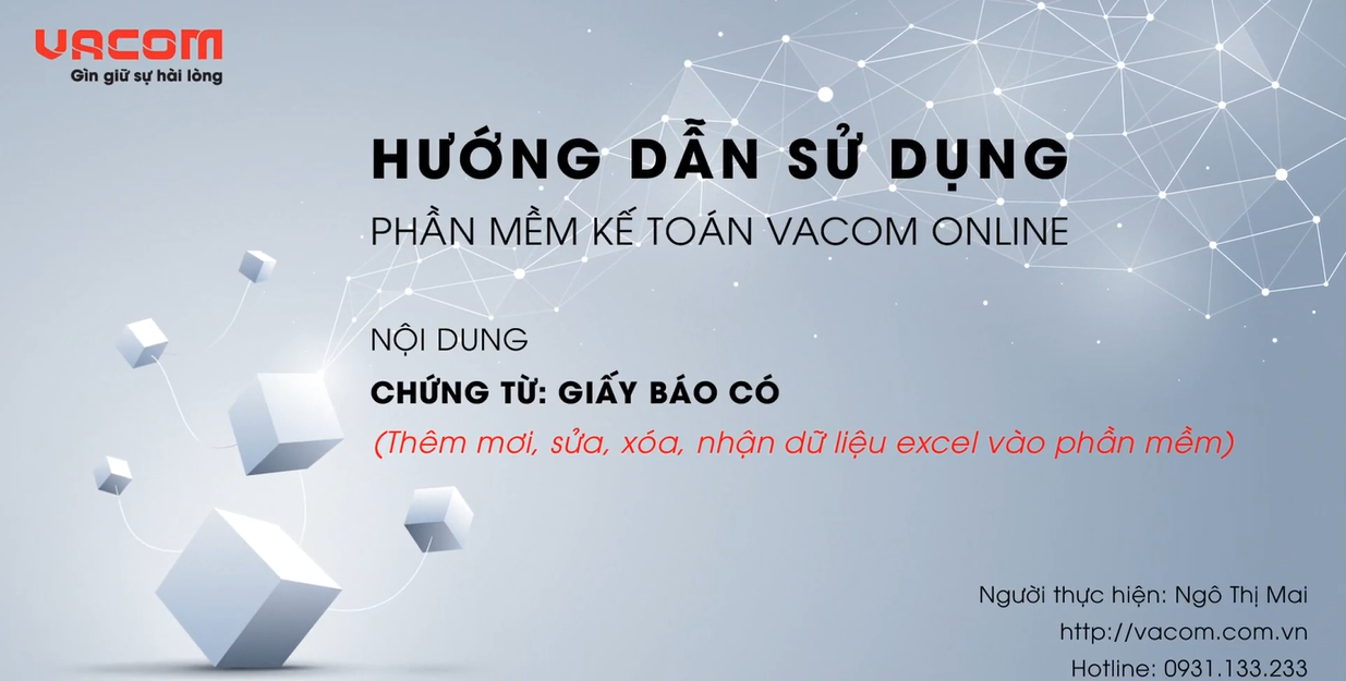 VACOM ONLINE - HƯỚNG DẪN NHẬP GIẤY BÁO CÓ