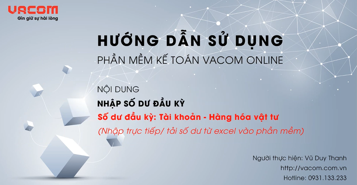 VACOM ONLINE - HƯỚNG DẪN NHẬP SỐ DƯ ĐẦU KỲ