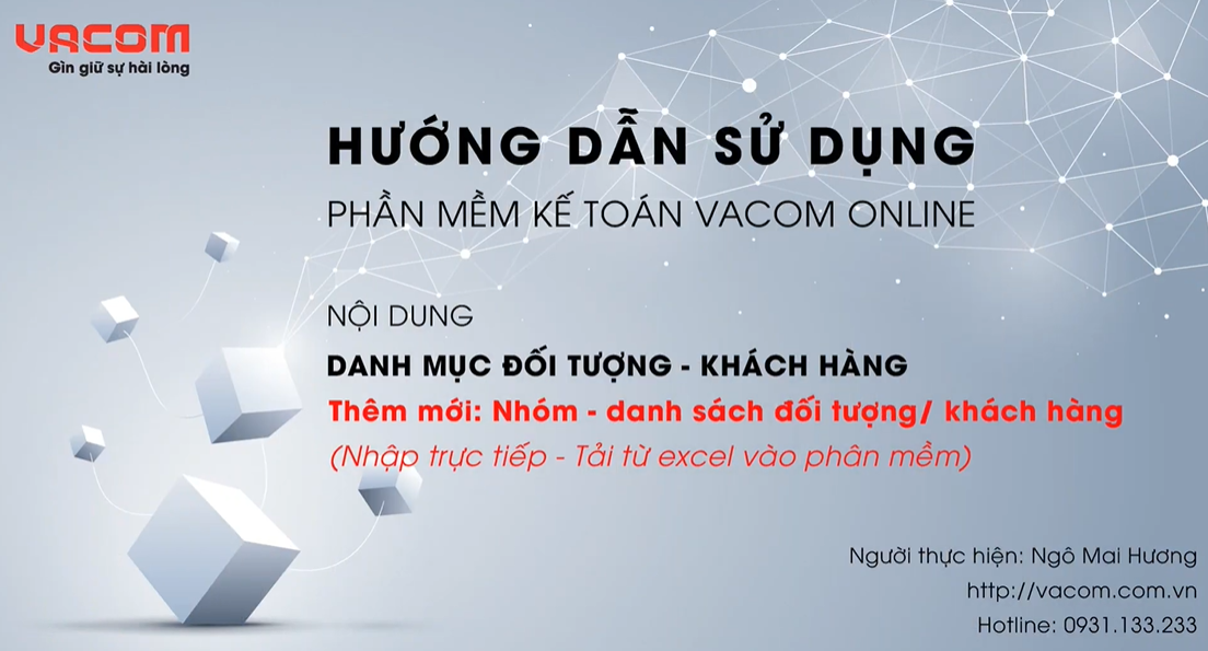 VACOM ONLINE - HƯỚNG DẪN TẠO DANH MỤC ĐỐI TƯỢNG, KHÁCH HÀNG