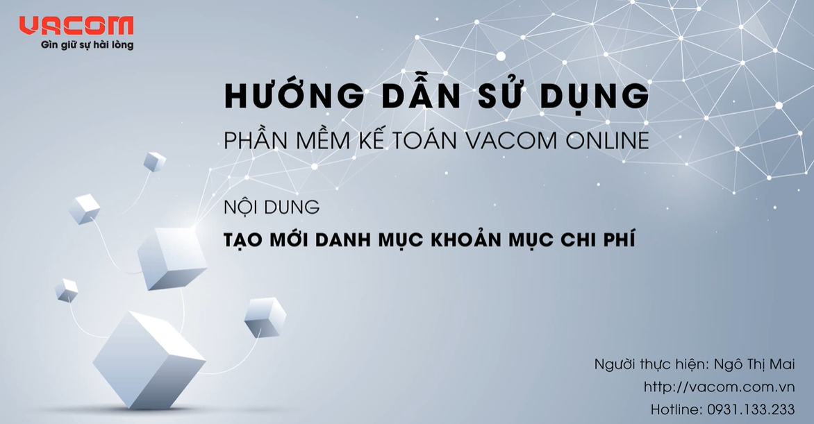 VACOM ONLINE - HƯỚNG DẪN TẠO DANH MỤC KHOẢN MỤC CHI PHÍ