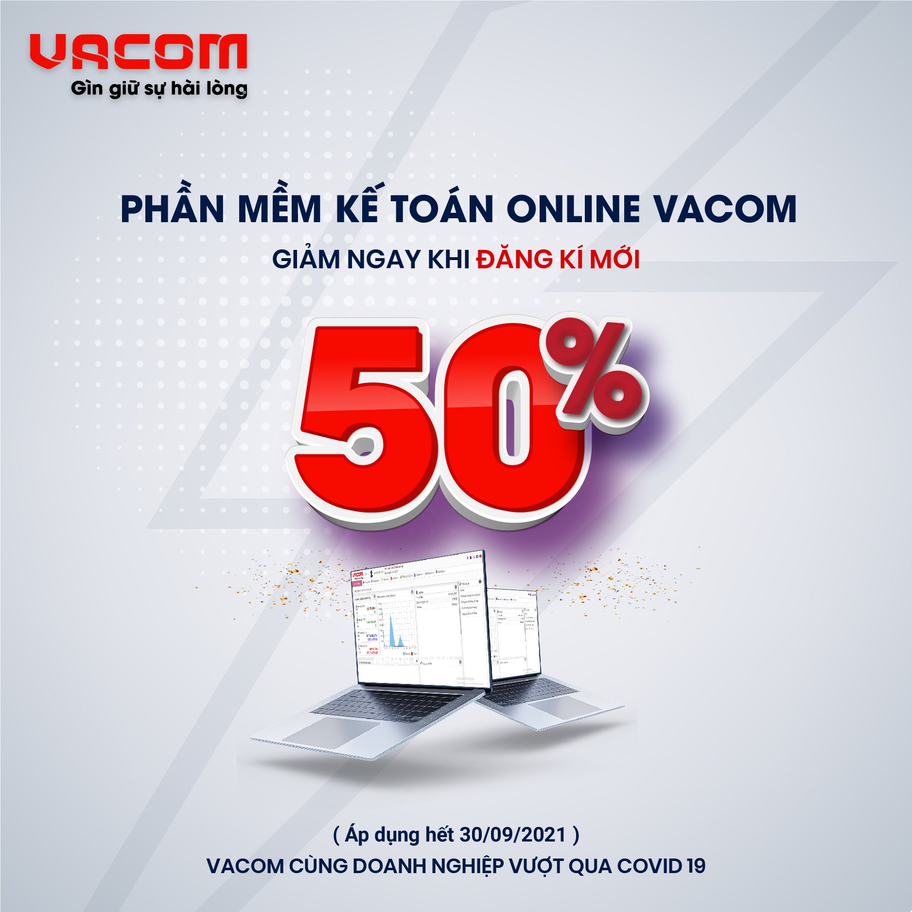 VACOM hỗ trợ giảm giá 50% cho khách hàng Đăng ký mới